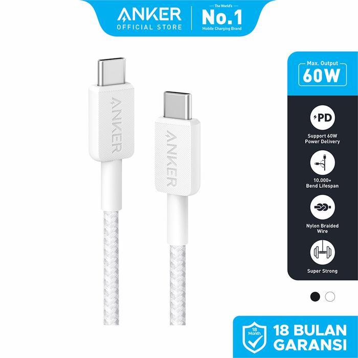 ANKER 322 Cable Data Series Kabel Data USB A to USB C / USB C to USB C / USB C to Lightning Garansi Resmi
