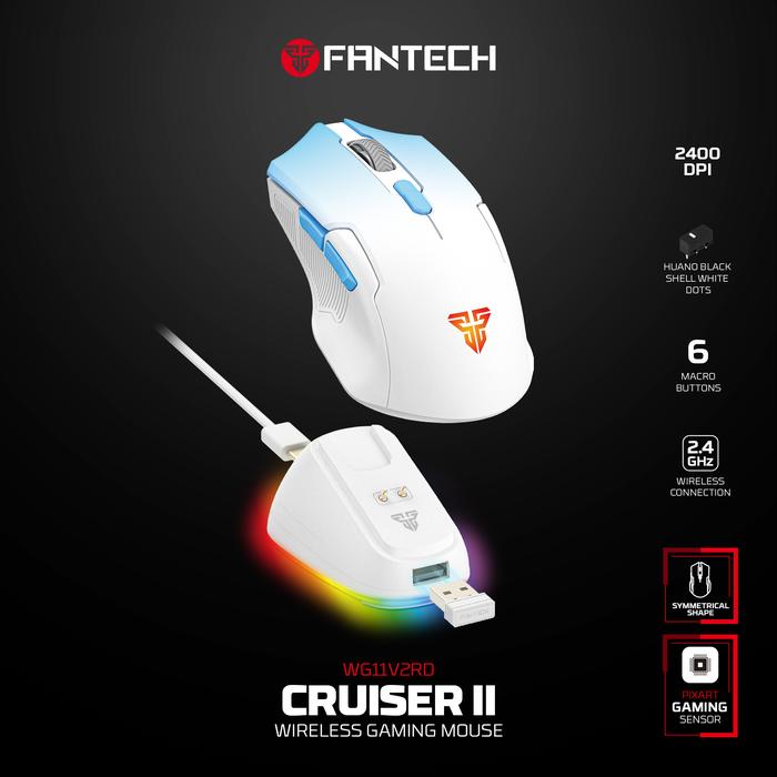 Fantech Cruiser WG11 V2RD / WG11-V2RD / WG-11V2RD Cruiser II / Cruiser 2 Wireless Gaming Mouse ARGB with Docking