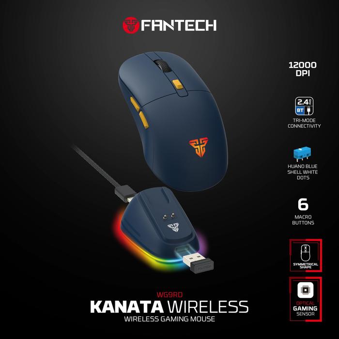 Fantech KANATA WG9 RD / WG9-RD / WG-9 RD Kanata Wireless Gaming Mouse ARGB with Docking