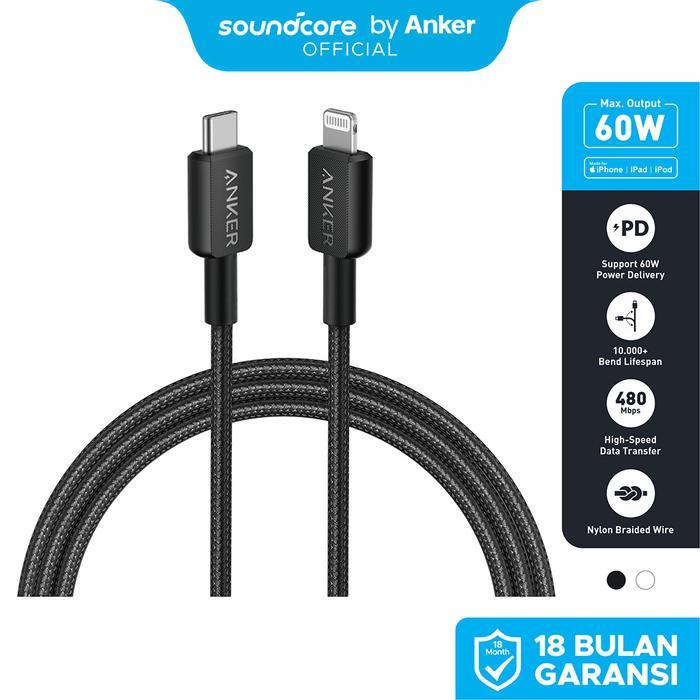 ANKER 322 Cable Data Series Kabel Data USB A to USB C / USB C to USB C / USB C to Lightning Garansi Resmi