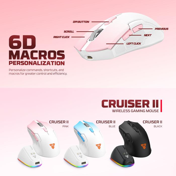 Fantech Cruiser WG11 V2RD / WG11-V2RD / WG-11V2RD Cruiser II / Cruiser 2 Wireless Gaming Mouse ARGB with Docking