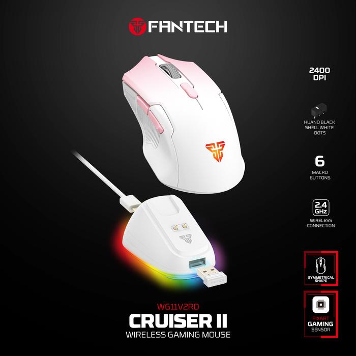 Fantech Cruiser WG11 V2RD / WG11-V2RD / WG-11V2RD Cruiser II / Cruiser 2 Wireless Gaming Mouse ARGB with Docking