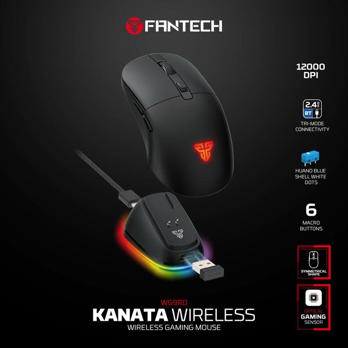 Fantech KANATA WG9 RD / WG9-RD / WG-9 RD Kanata Wireless Gaming Mouse ARGB with Docking