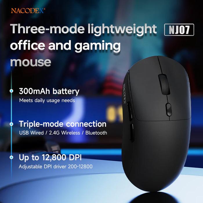 AJAZZ NJ07 / NJ-07 Gaming Mouse PAW-3311 Lightweight Tri-mode Connection 1000Hz Polling Rate