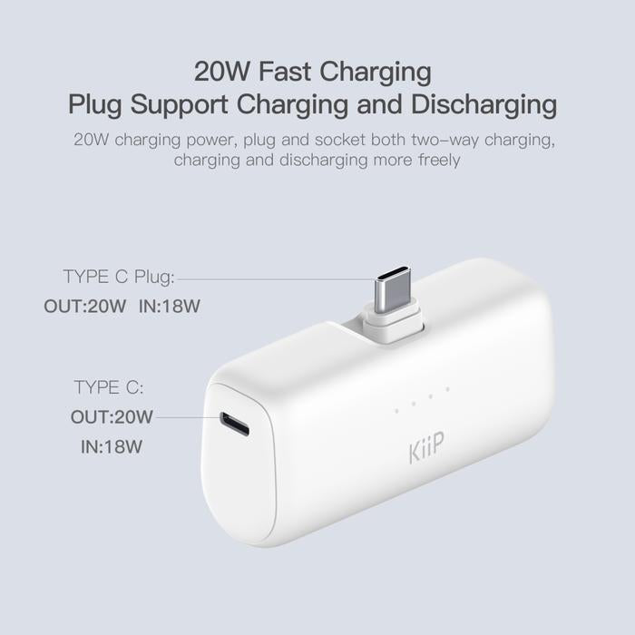 KiiP E61 Mini PowerBank Fast Charging PD 20W Type-C Lightning 5000mAh