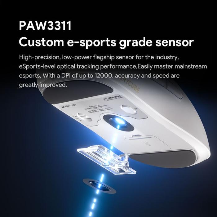 FURYCUBE R7 / R-7 Mouse Gaming Wireless Tri-Mode Connection PAW3311 RGB Light