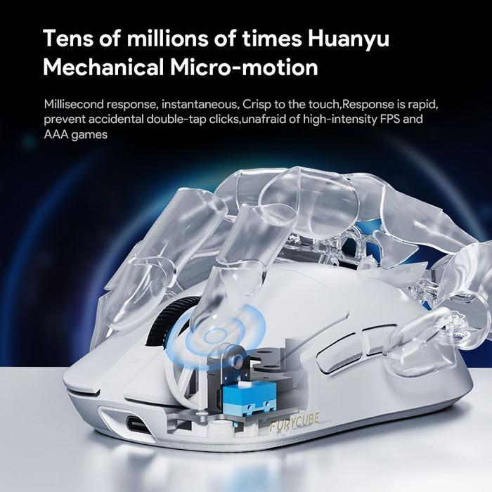 FURYCUBE R7 / R-7 Mouse Gaming Wireless Tri-Mode Connection PAW3311 RGB Light