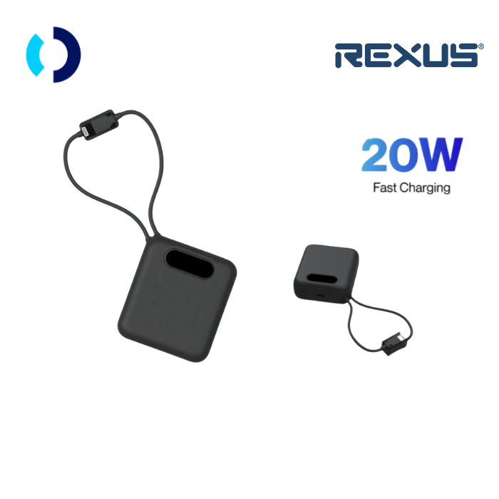 Rexus PBW30 / PBW-30 Travel Powerbank 10000mAh Built-in 20W Type C Cable Fast Charging