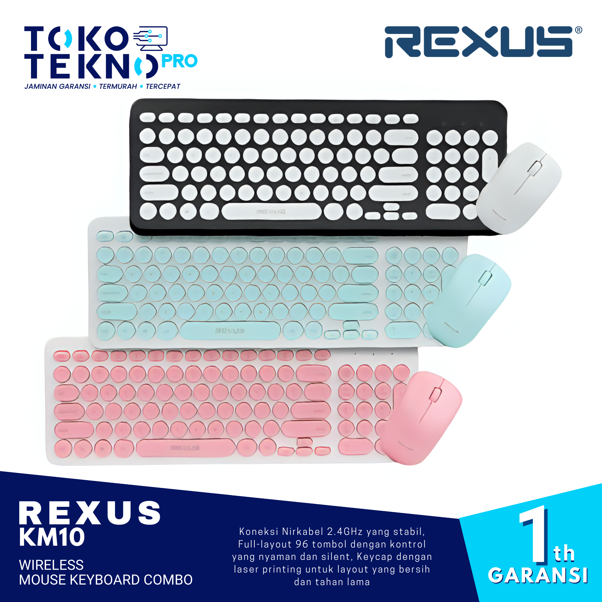 Rexus KM10 Wireless Mouse Keyboard Combo Office