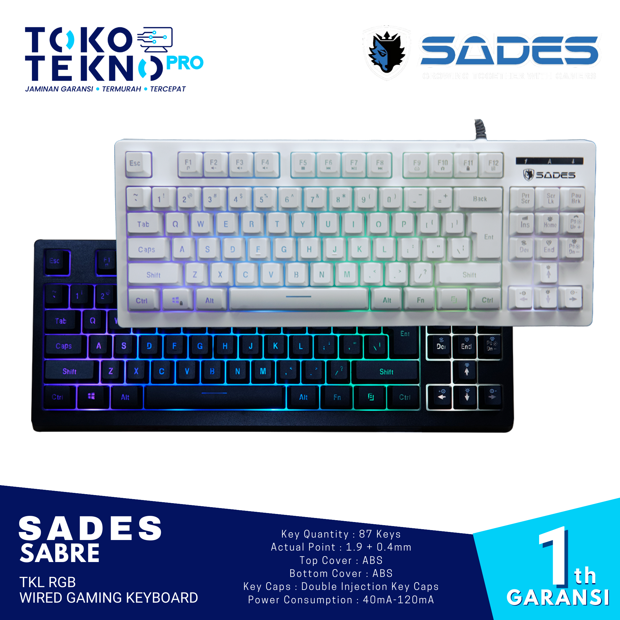 Sades Sabre TKL RGB Wired Gaming Keyboard