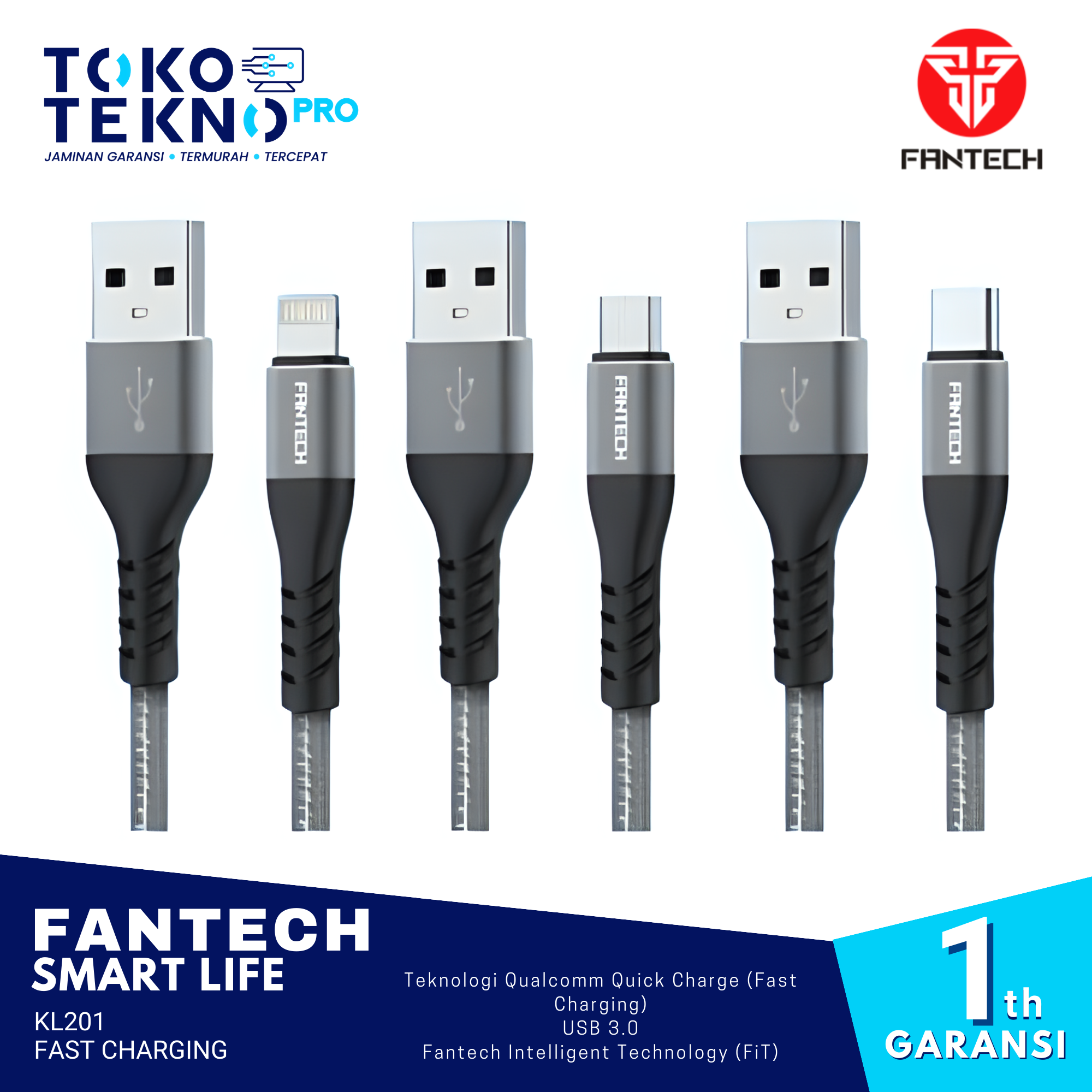 Fantech Smartlife Kabel Charger KM201 Fast Charging