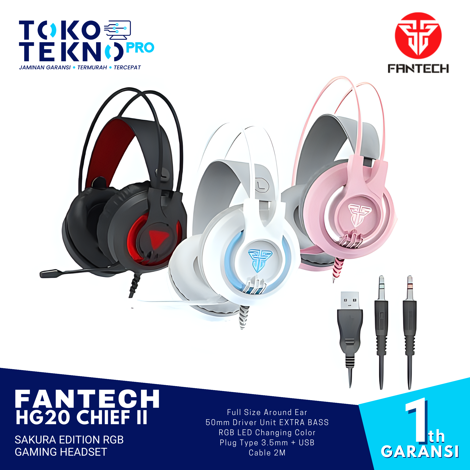 Fantech HG20 Chief II Sakura Edition RGB Gaming Headset TOKOTEKNO