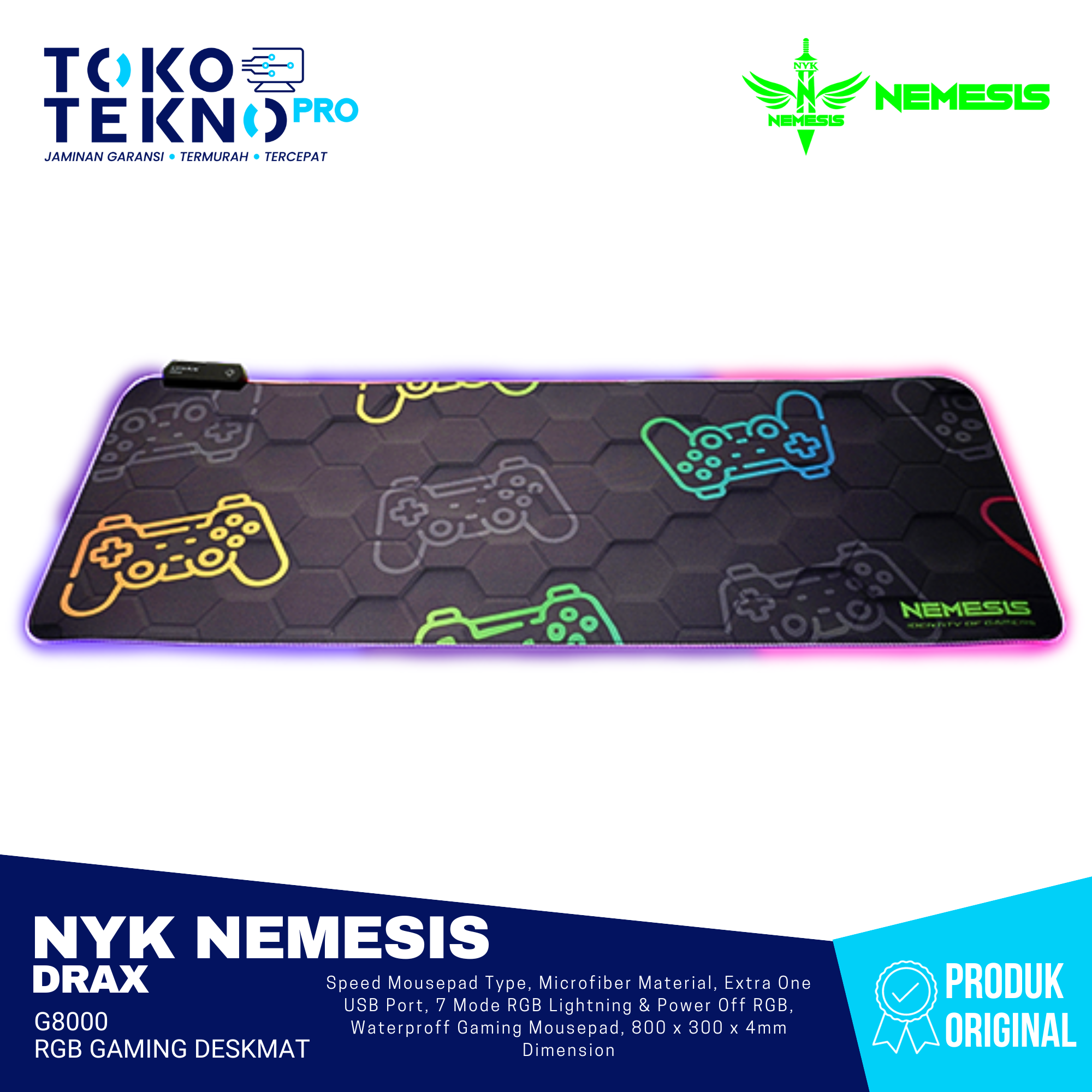 NYK Nemesis Drax G8000 RGB Gaming Mousepad Deskmat