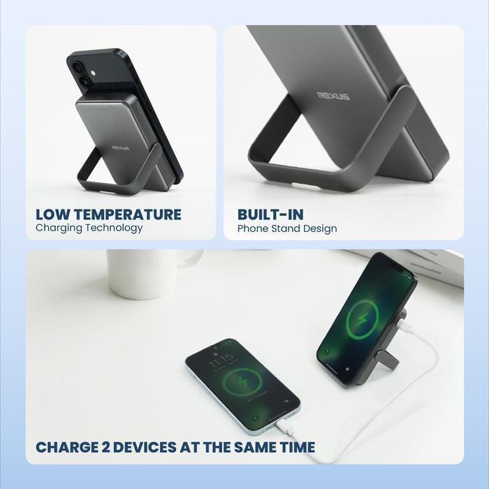 Rexus PBM 210 / PBM-210 Power Bank Magnetic Magsafe Wireless Powerbank 10000mAh Type C 20W Fast Charging