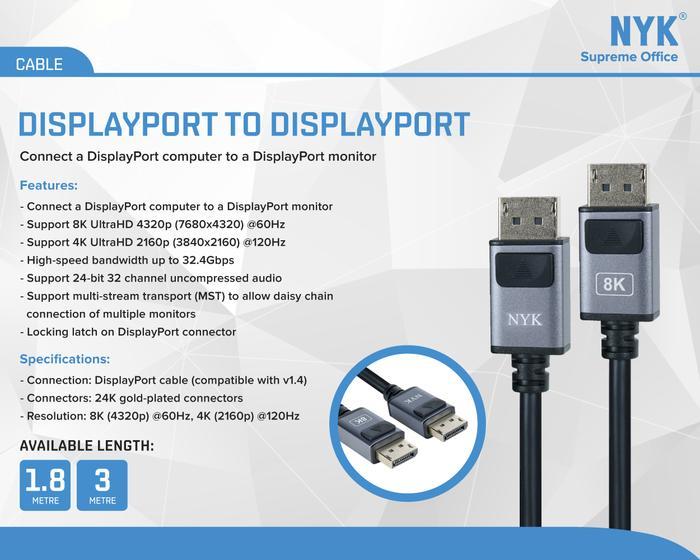 NYK Kabel Display Port to Display Port