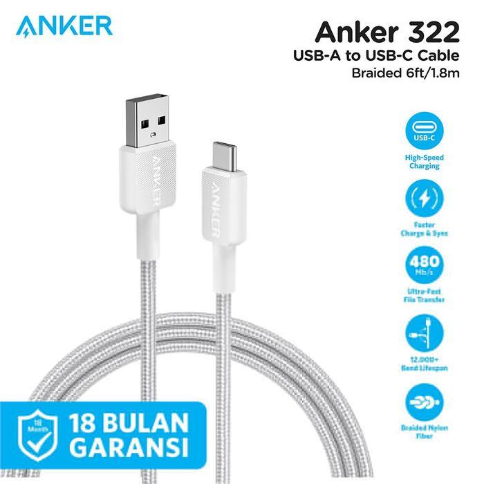 ANKER 322 Cable Data Series Kabel Data USB A to USB C / USB C to USB C / USB C to Lightning Garansi Resmi