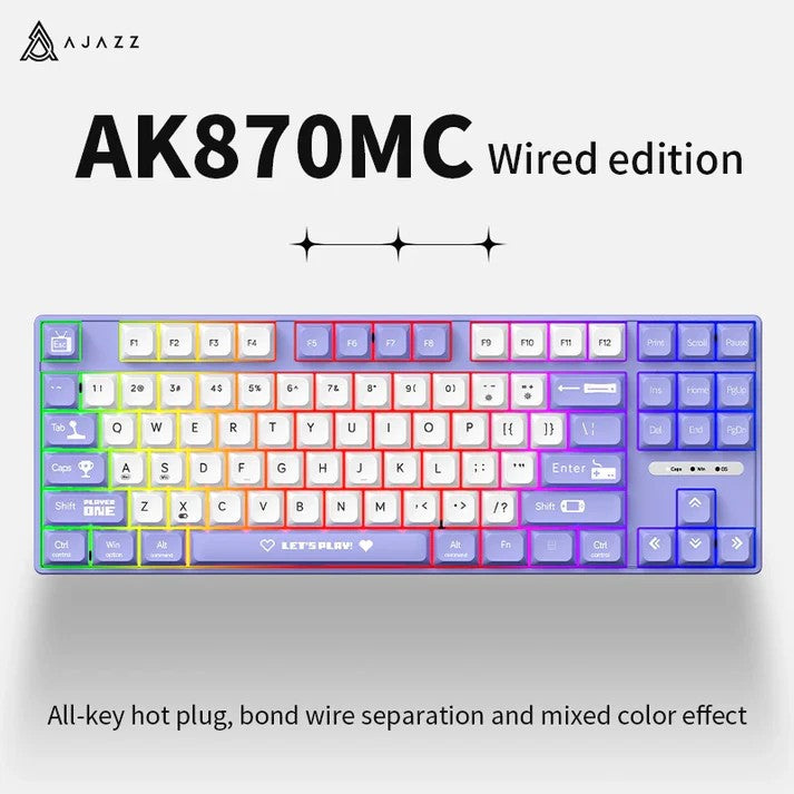 Ajazz AK870 / AK-870 Lite MC TKL Mechanical Keyboard Wired Rainbow