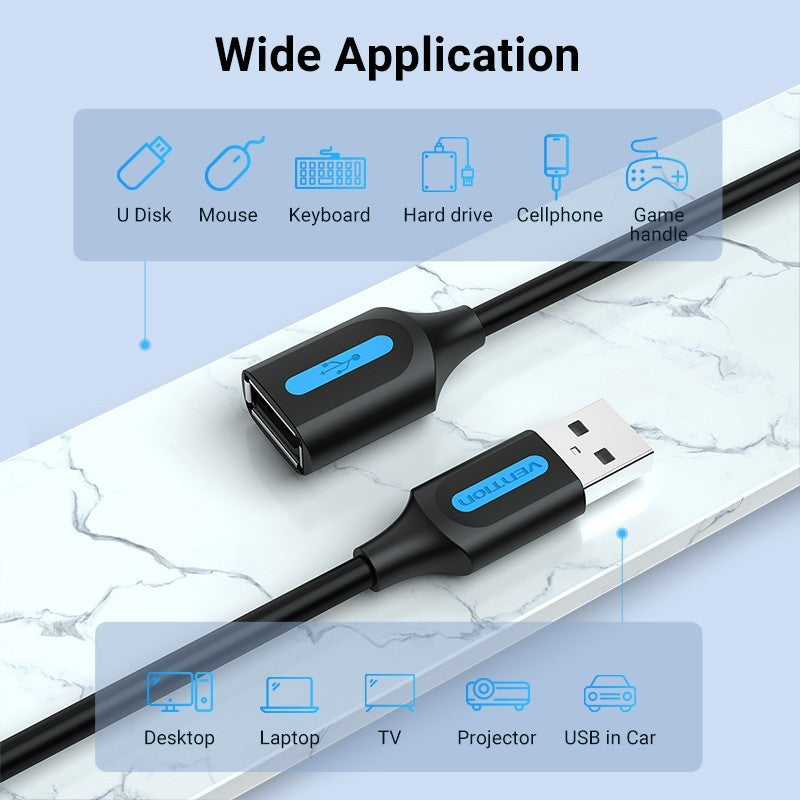 Vention USB Cable Kabel Extension USB Male To Female CBI PVC Type