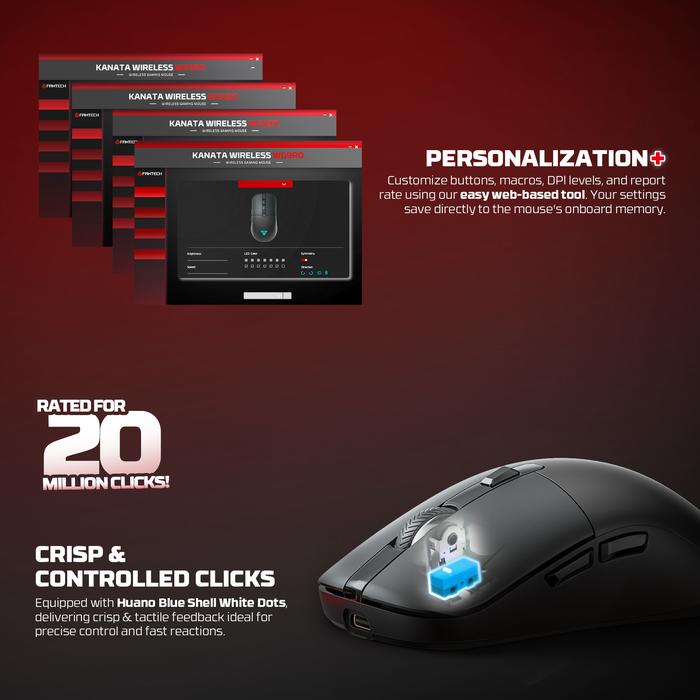 Fantech KANATA WG9 RD / WG9-RD / WG-9 RD Kanata Wireless Gaming Mouse ARGB with Docking
