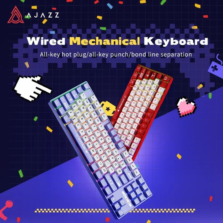 Ajazz AK870 / AK-870 Lite MC TKL Mechanical Keyboard Wired Rainbow
