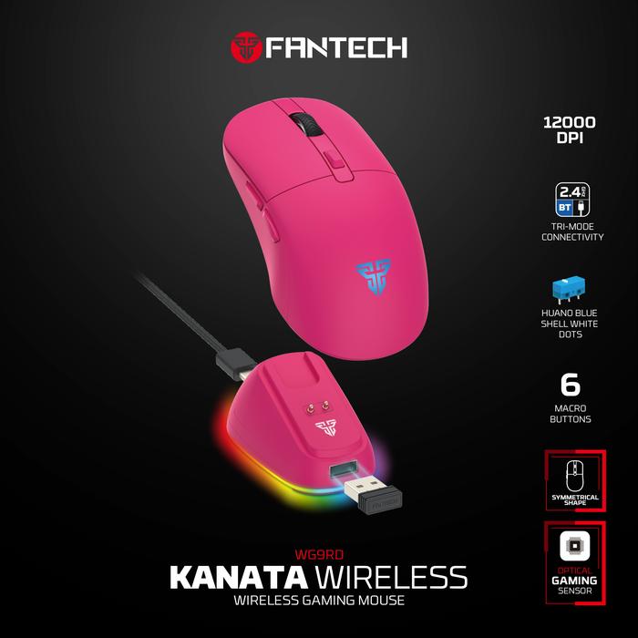 Fantech KANATA WG9 RD / WG9-RD / WG-9 RD Kanata Wireless Gaming Mouse ARGB with Docking