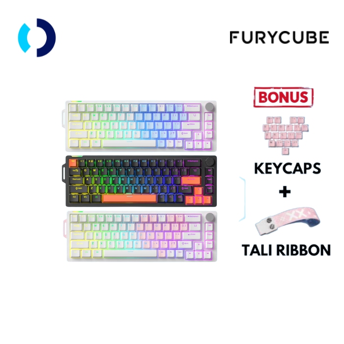 FURYCUBE V68 / V-68 Mechanical Gaming Keyboard 3-5pin Hotswap Metal Knob Rgb Backlit Wired Office Keyboard