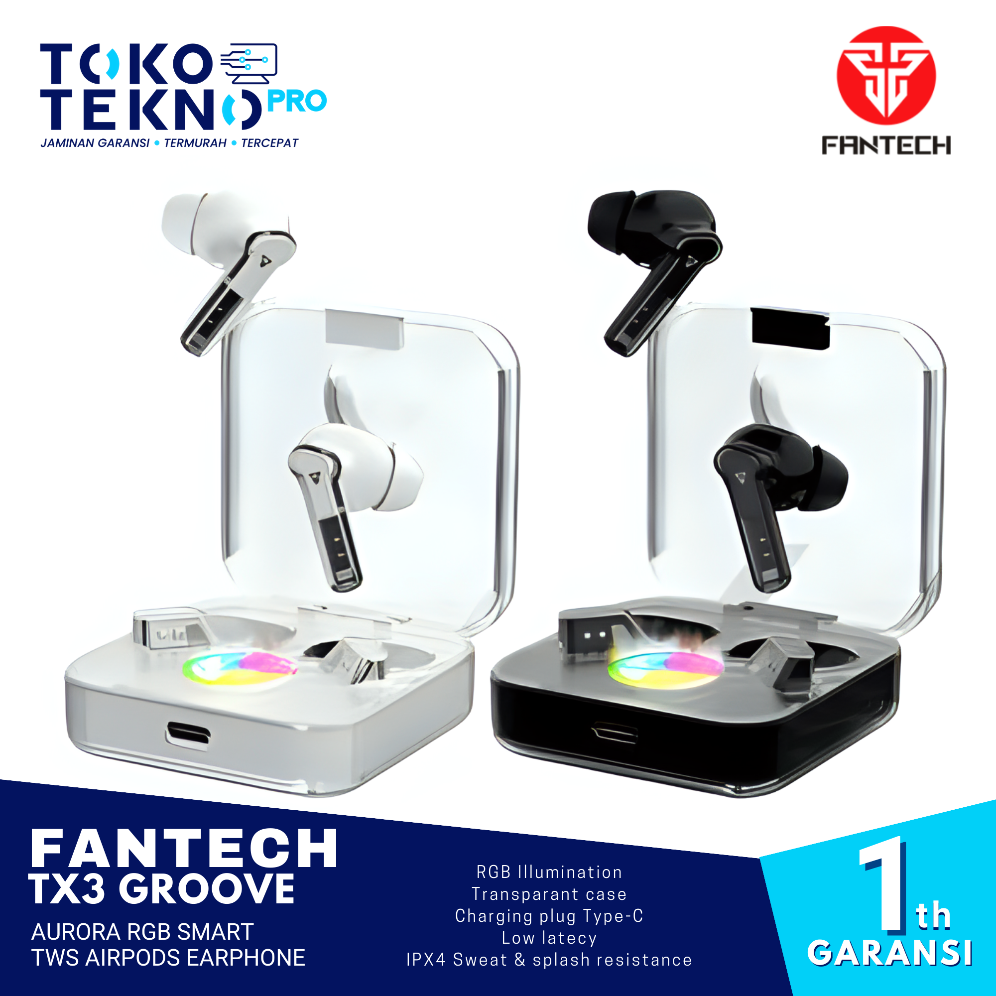 Fantech TX3 Groove Aurora RGB Smart TWS Airpods Earphone