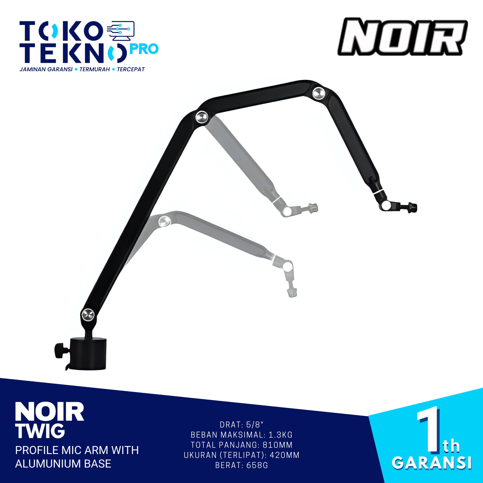 Noir Twig Low Profile Mic Arm With Alumunium Base