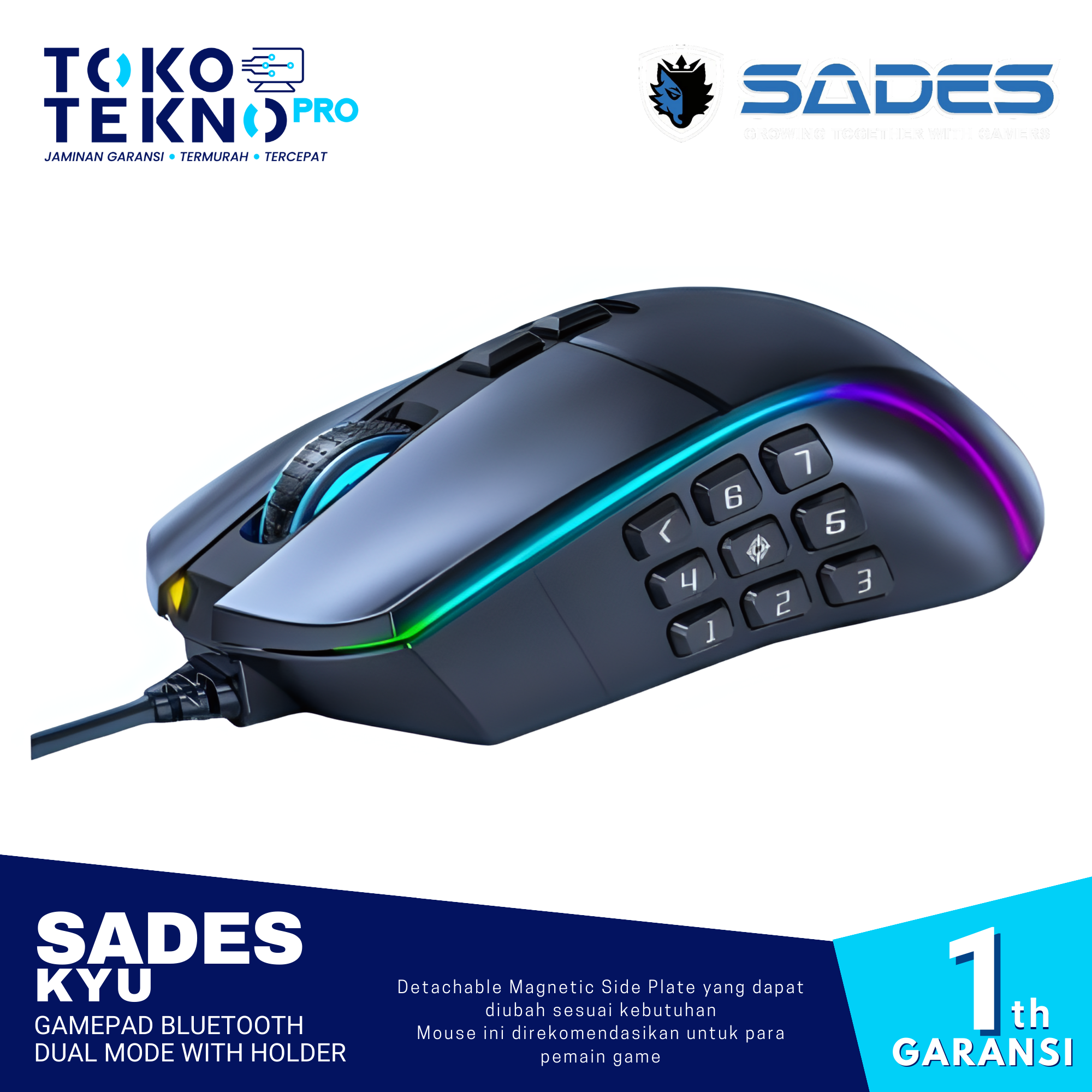 Sades Kyu Mouse Gaming MMO/MOBA Wired