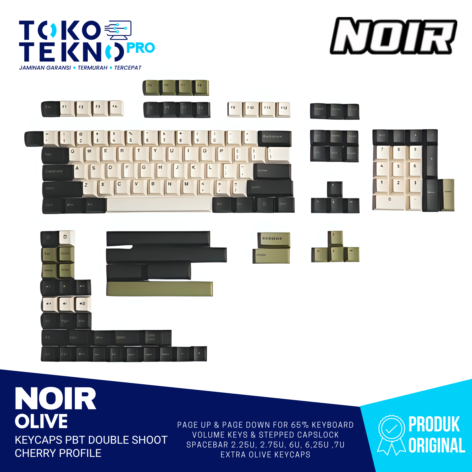 Noir Olive Keycaps PBT Double Shoot Cherry Profile