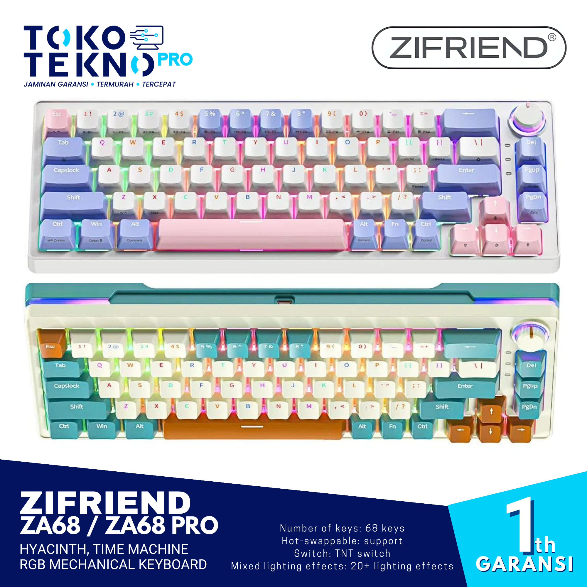 Zifriend ZA68 / ZA68 Pro Hyacinth Time Machine RGB Mechanical Keyboard