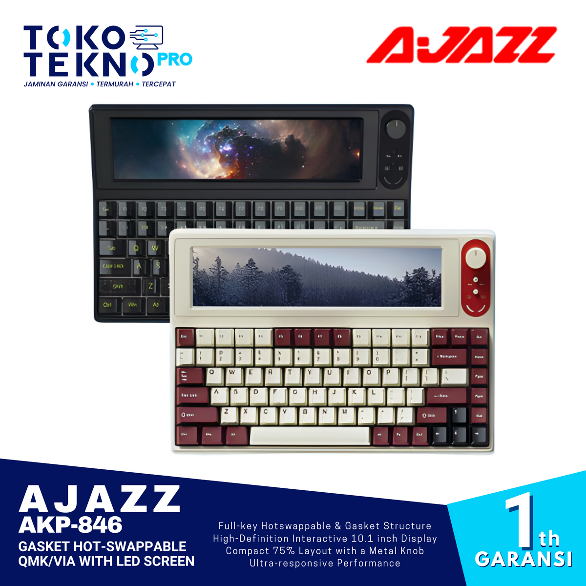 Ajazz AKP846 / AKP-846 Gasket Hot-Swappable QMK/VIA With LED