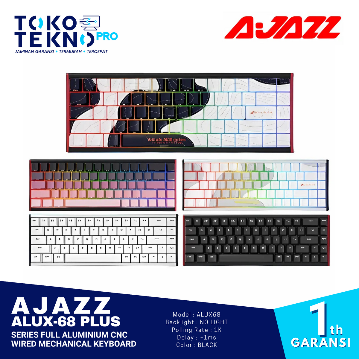 Ajazz Alux68 / Alux-68 / Alux 68 Series Full Aluminium CNC Wired