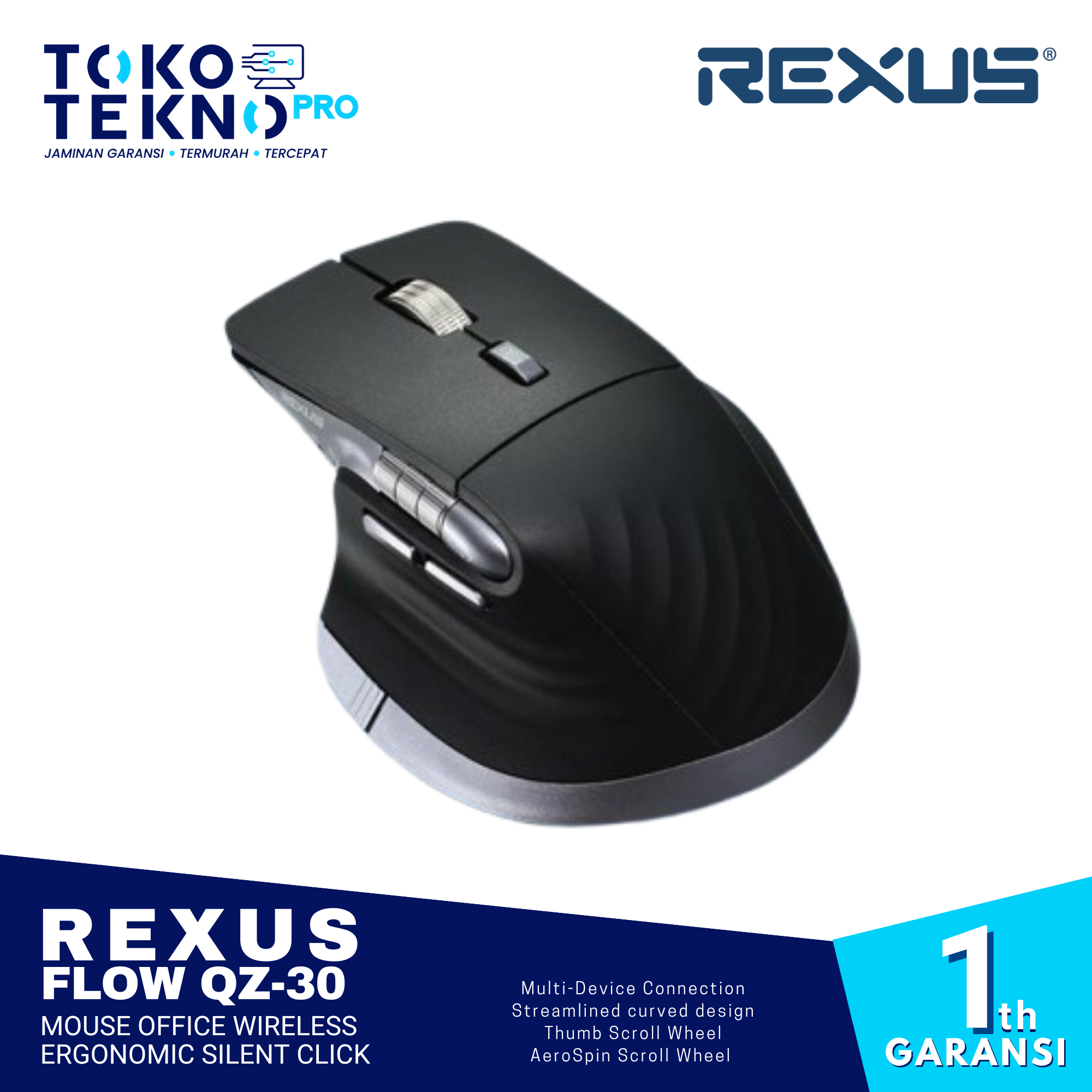 Rexus Flow QZ 30 Mouse Office Wireless Ergonomic Silent Click ...
