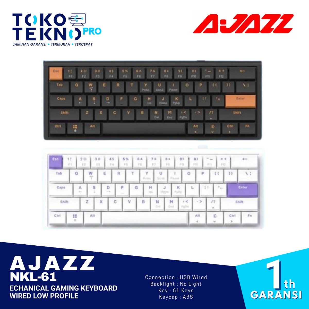 よっしー Ajazz X Nacodex NKL61 / NKL-61 Mechanical Gaming Keyboard Wired