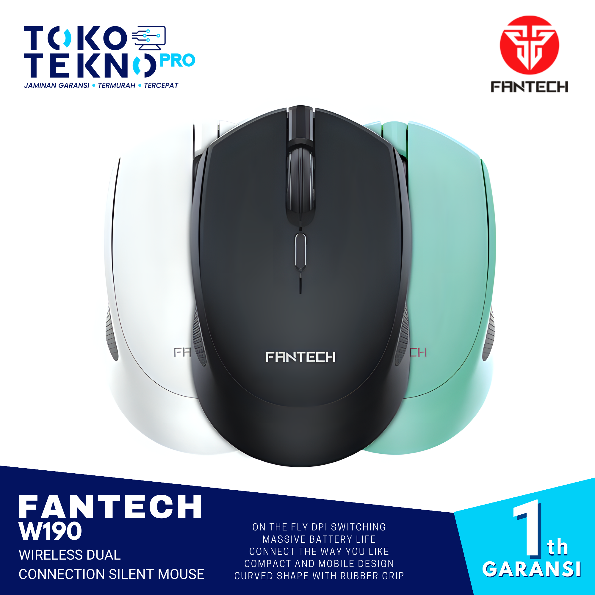 Fantech W190 Wireless Dual Connection Silent Mouse