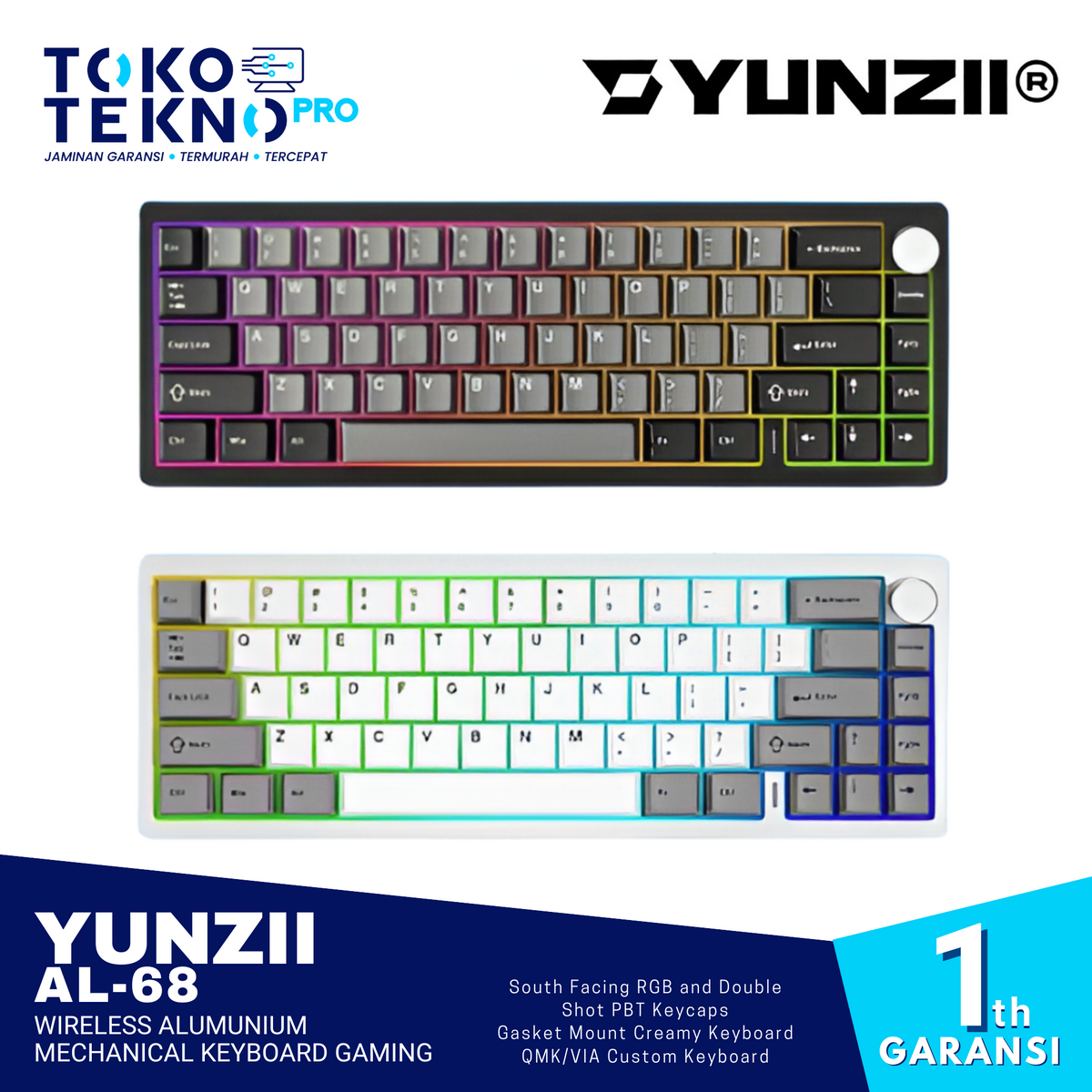 Yunzii AL68 / AL-68 Wireless Alumunium Mechanical Keyboard Gaming