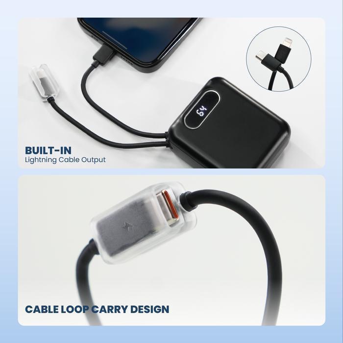 Rexus PBW30 / PBW-30 Travel Powerbank 10000mAh Built-in 20W Type C Cable Fast Charging