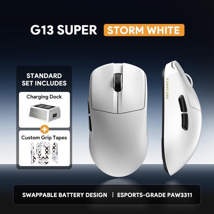 FURYCUBE G13S / G-13S / G13-S Mouse Gaming Swappable Battery Wireless Mouse PAW3311 Lightweight