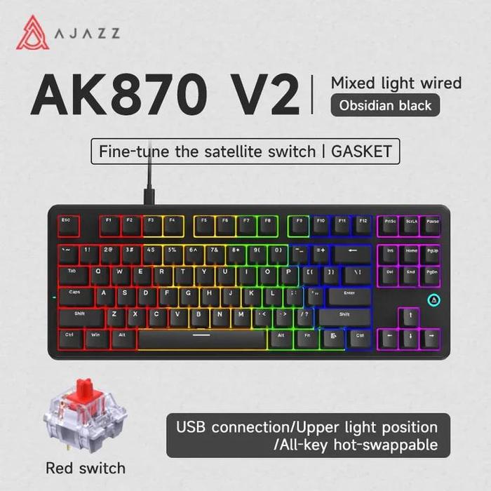 Ajazz AK870 / AK-870 V2 TKL Keyboard Gaming Mechanical 3-Mode RGB