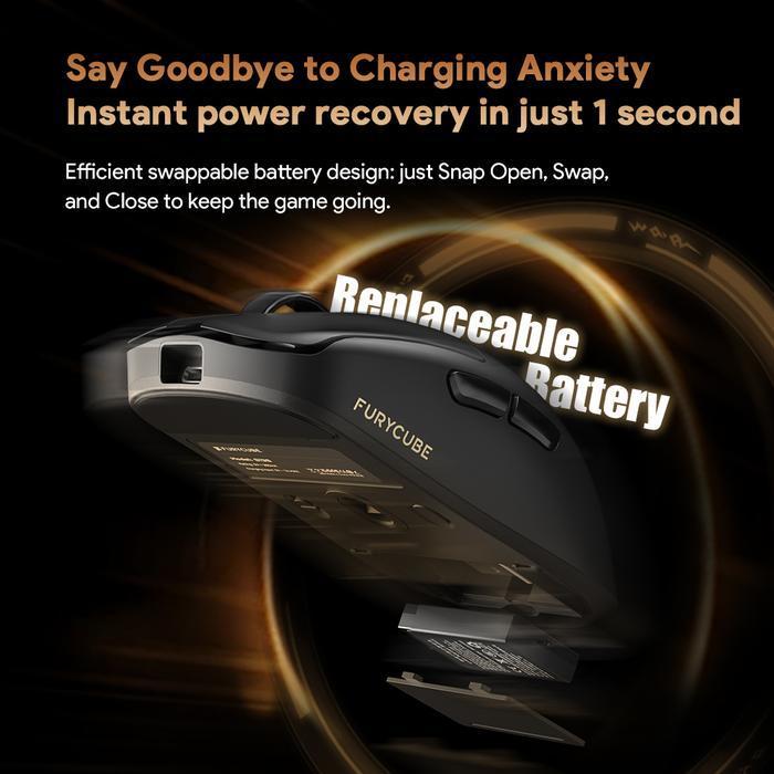 FURYCUBE G13S / G-13S / G13-S Mouse Gaming Swappable Battery Wireless Mouse PAW3311 Lightweight