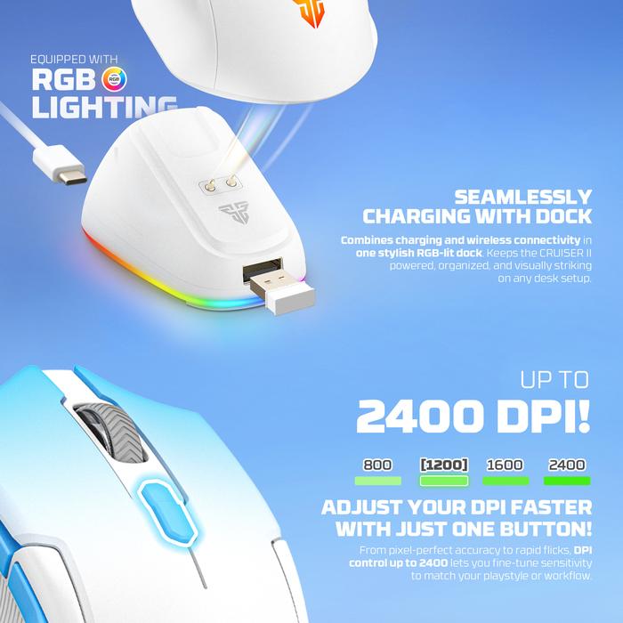 Fantech Cruiser WG11 V2RD / WG11-V2RD / WG-11V2RD Cruiser II / Cruiser 2 Wireless Gaming Mouse ARGB with Docking